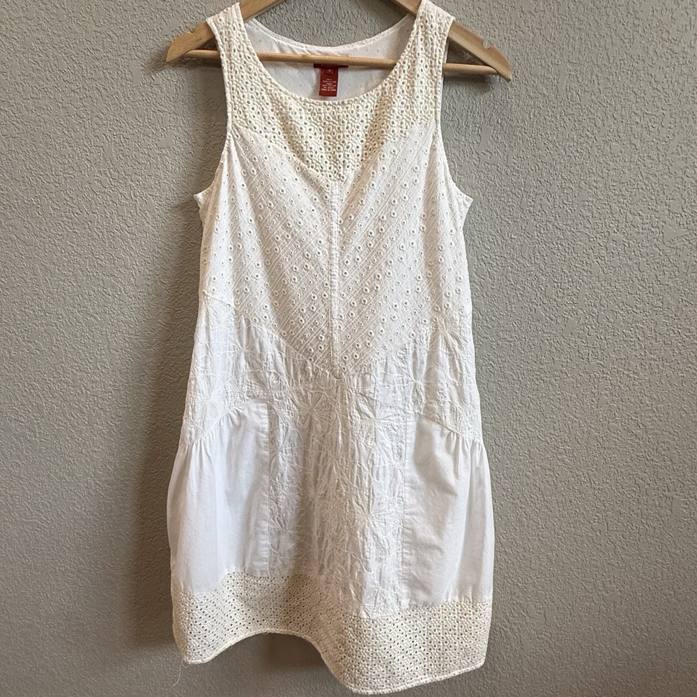 SUNDANCE Floral Eyelet Embroidered Sleeveless Knee Length Cotton Dress Sz 8